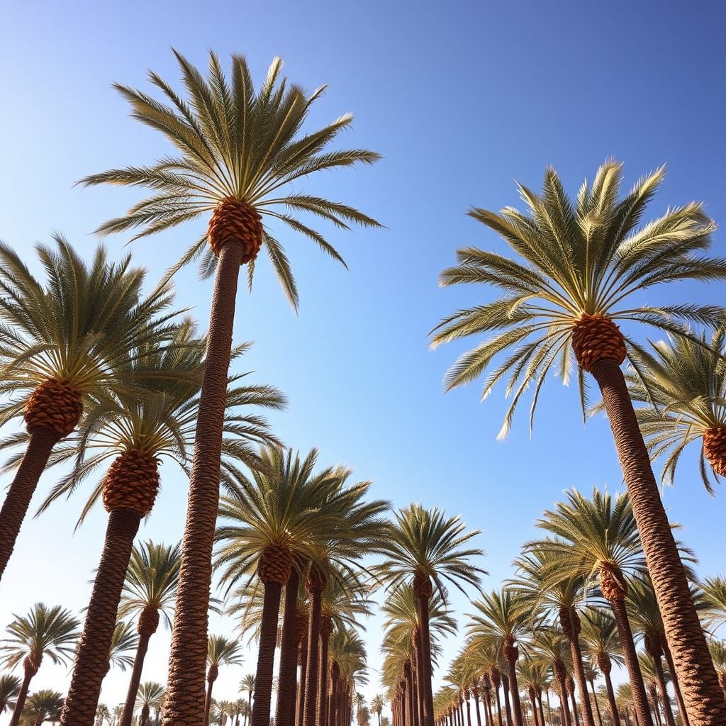 Eternal Iraqi Date Palms in Ancient Mesopotamia Landscape