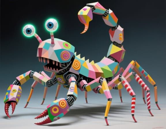 Whimsical Robot Scorpion with Googly Eyes