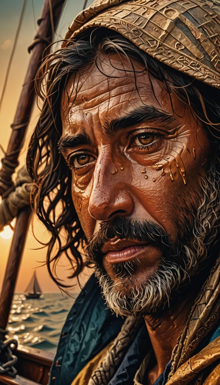 Mesopotamian Sailboat in Golden Light: Digital Art