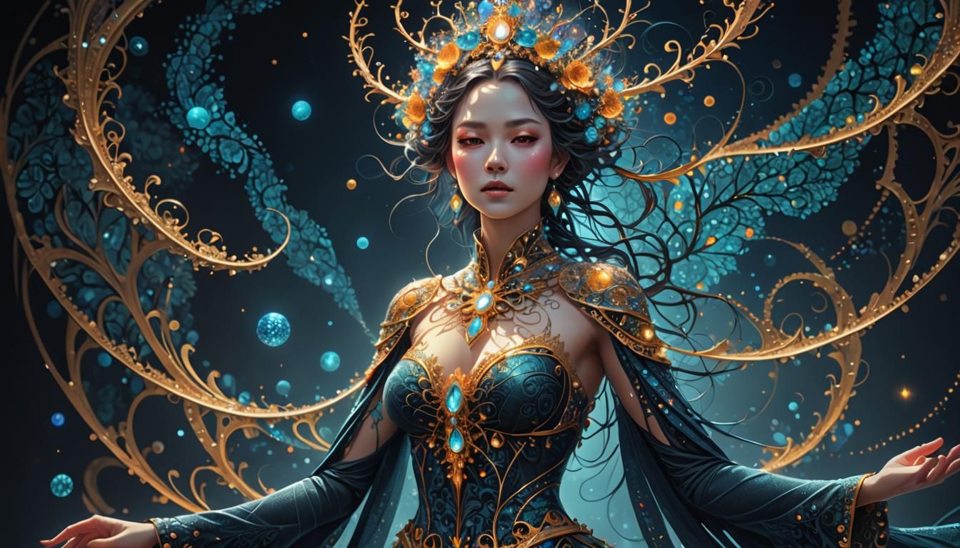 Mystic Female Character in Surreal Digital Art