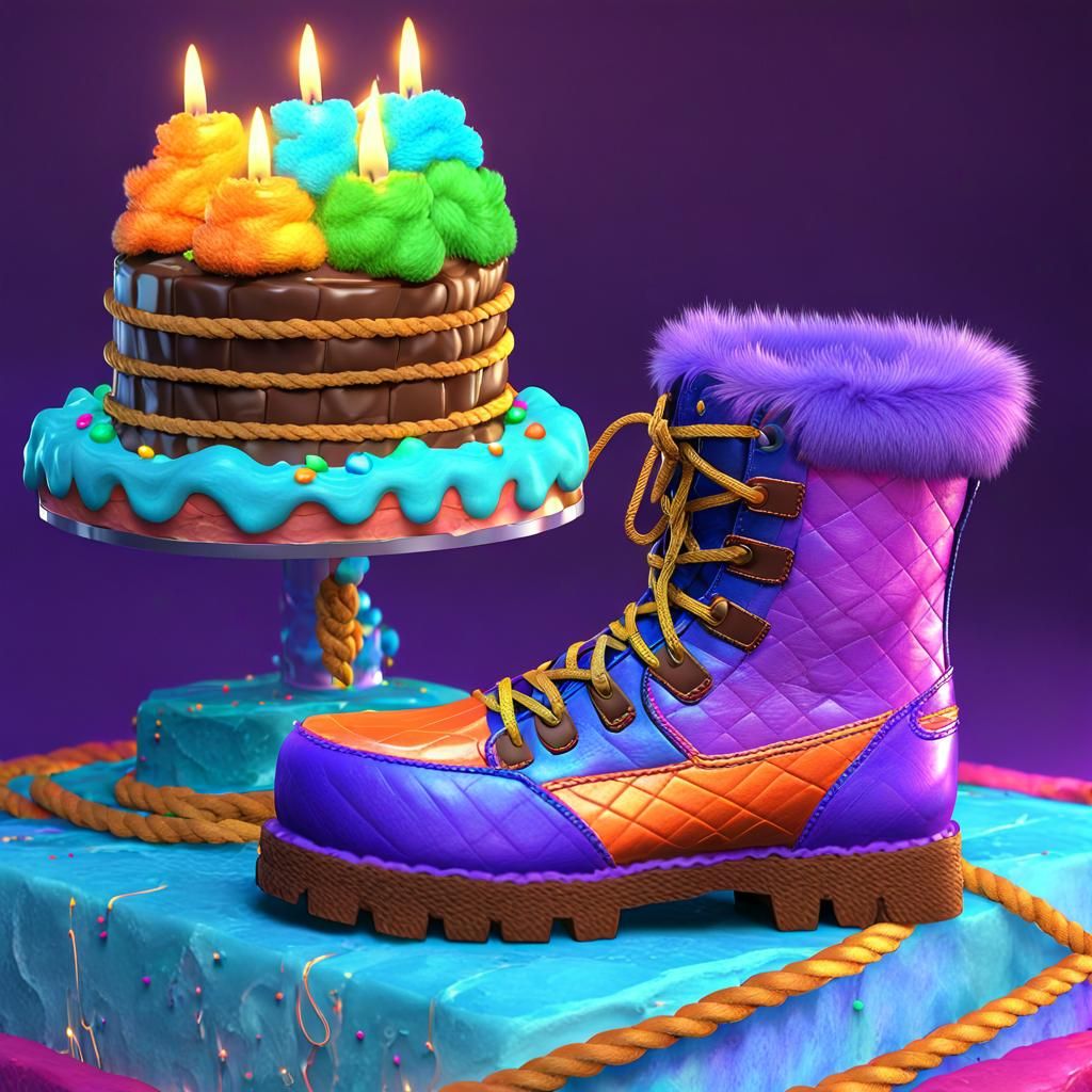 Colorful Boots with Cake and Candy, Matte Painting
