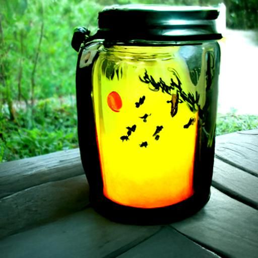 Glowing Fireflies Captured in a Jar