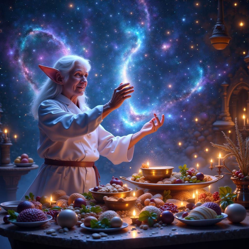 Mystical Chef Conjures Starlight Dish in Celestial Kitchen