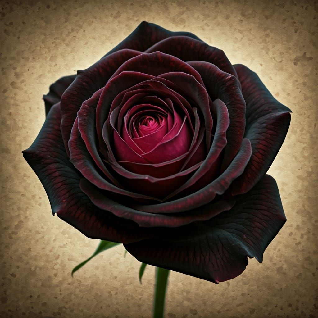Exquisite Black Rose of Halfeti in Botanical Style