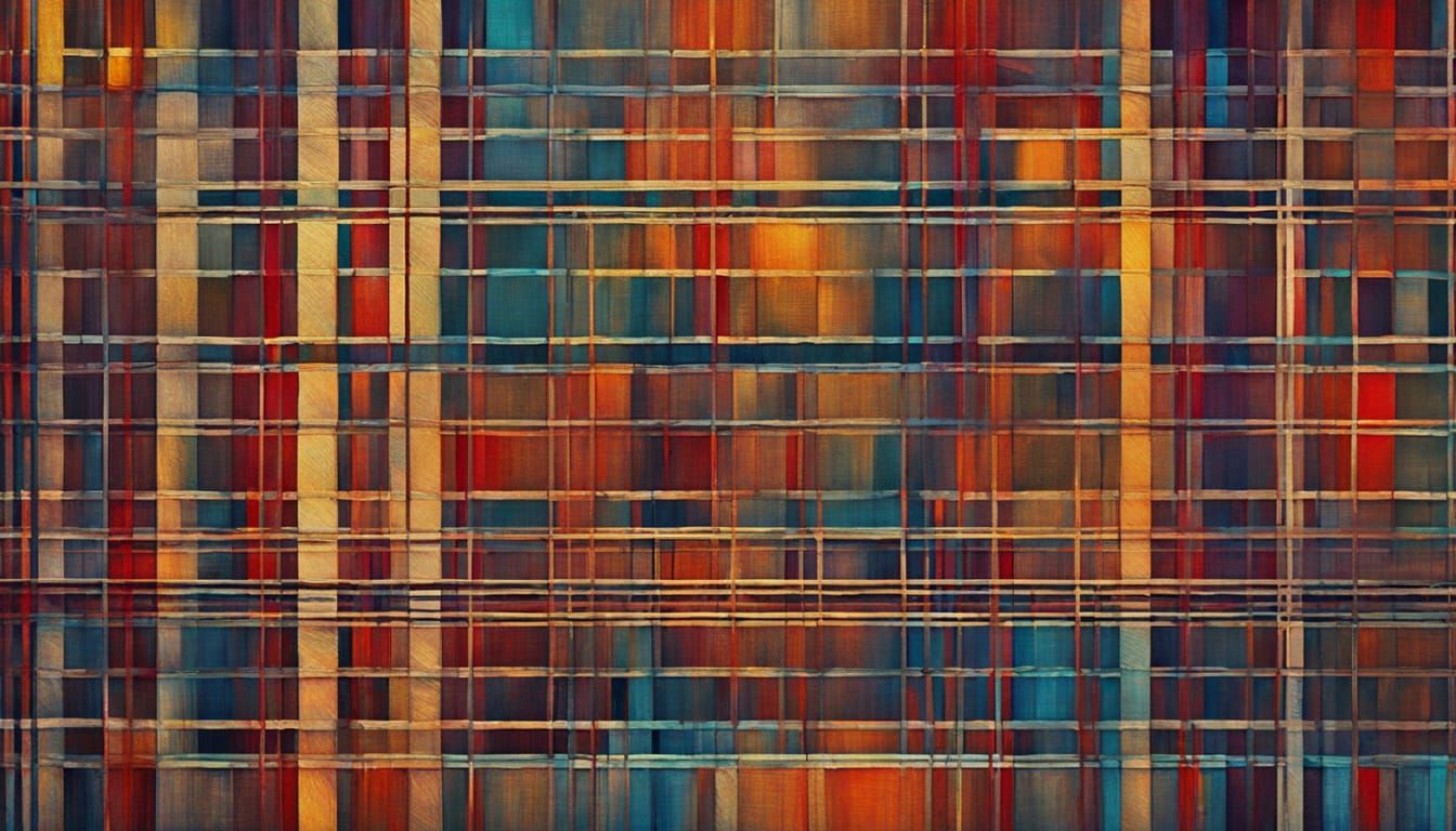 Abstract Tartan Pattern With Dynamic Brushstrokes