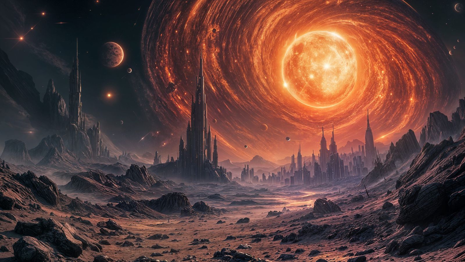 Cyberpunk Broken Planet in Space