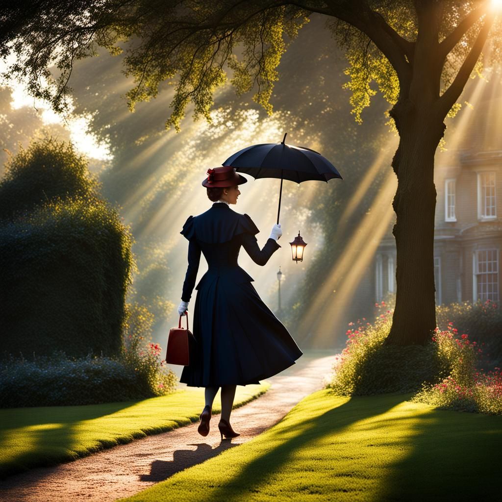 Mary Poppins in Sunlight: Hyperrealistic Photography