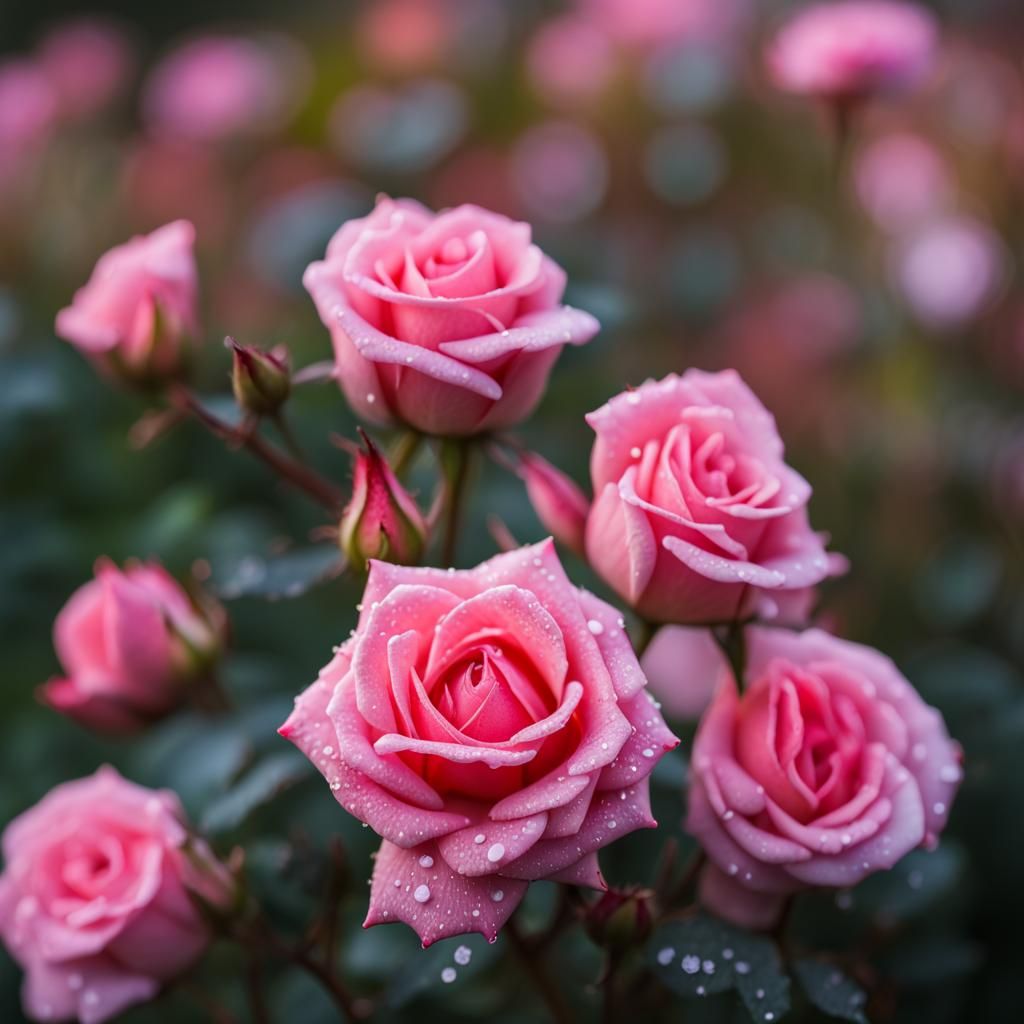 Roses Adorned with Dew: Natural Light Photography