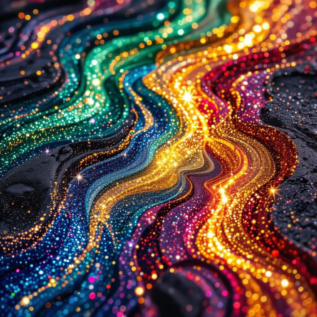 Glitter Lava Flow in Hyperrealistic Style