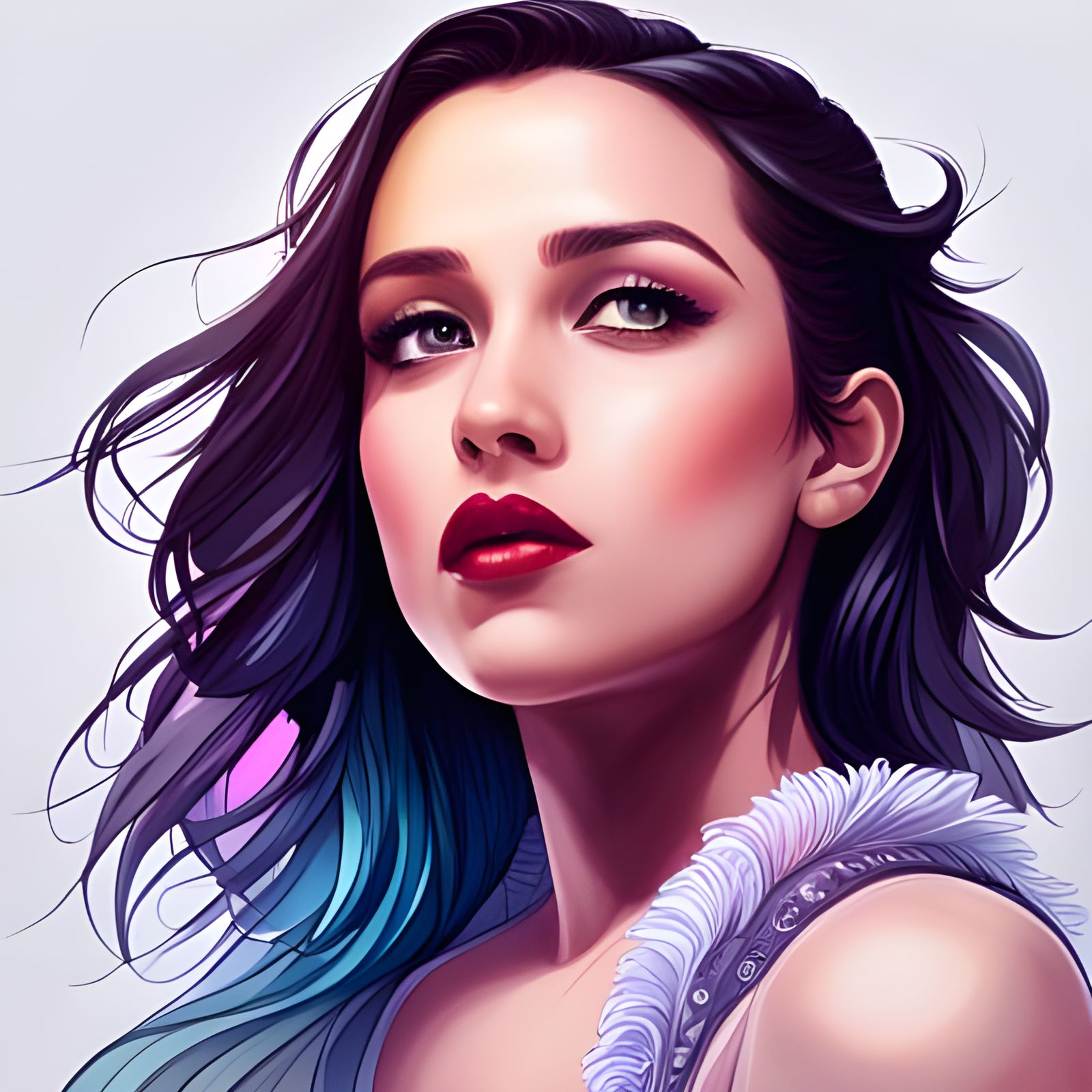 Jenna Ortega Portrait with Smoke and Sparkles