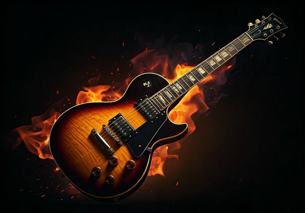 Electric Guitar Ablaze: Rock Album Cover Art