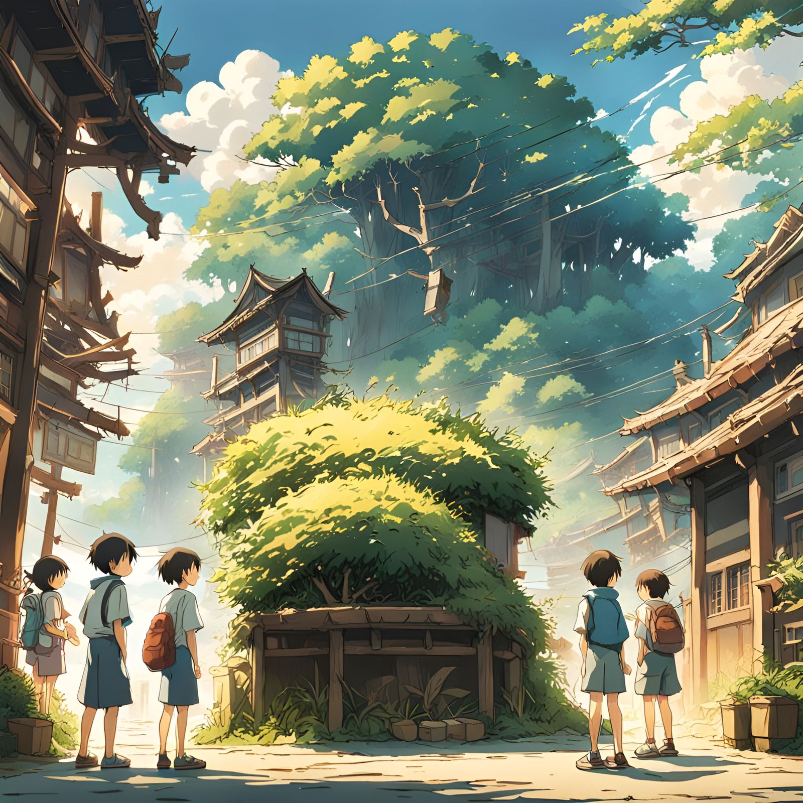 Anime Key Visual of Children Watching a Fight