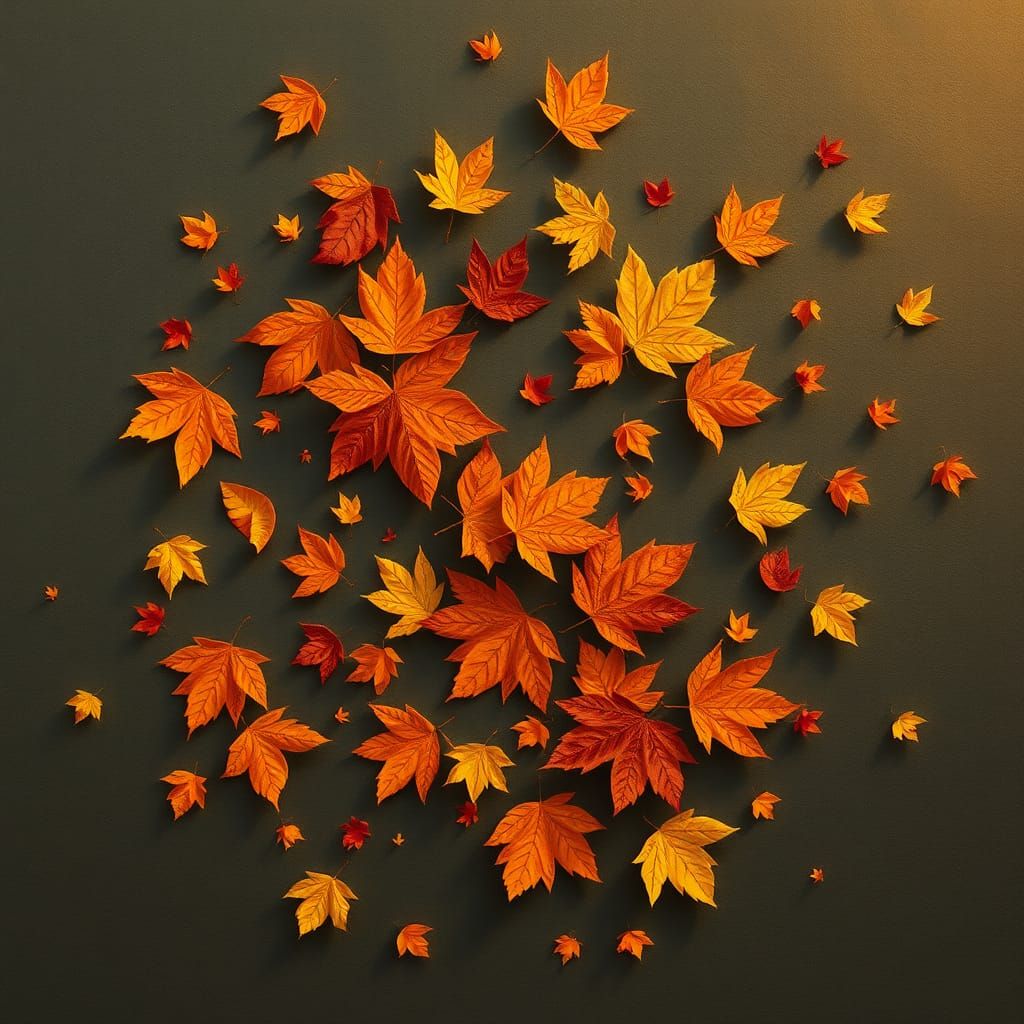 Whimsical Autumn Leaves Paper Collage Art