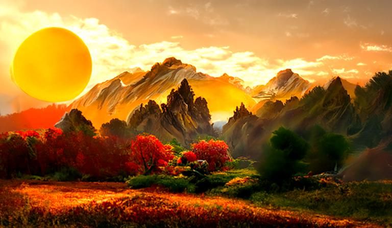 Majestic Mountain Landscape in Morning Sunlight