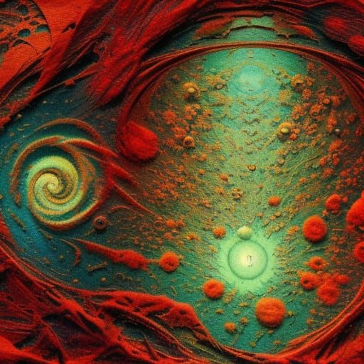 Surreal Lunar Oasis with Bloody Tears, Glitchcore Art