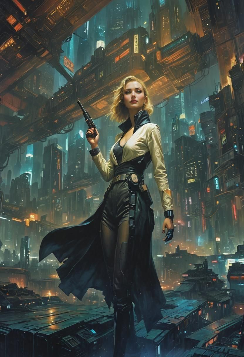 Cyberpunk Cityscape Painting: Wonder and Danger