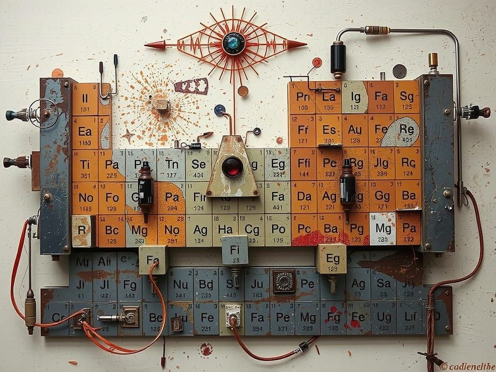 Surreal Periodic Table of Elements in Abstract Style