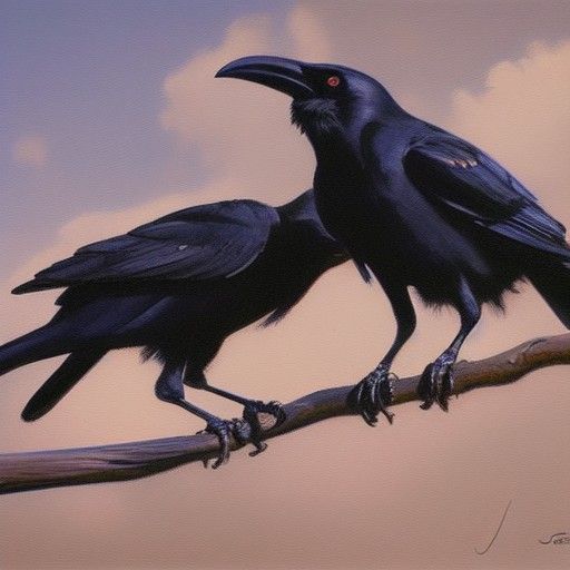 Crows in Flight: Oil Painting
