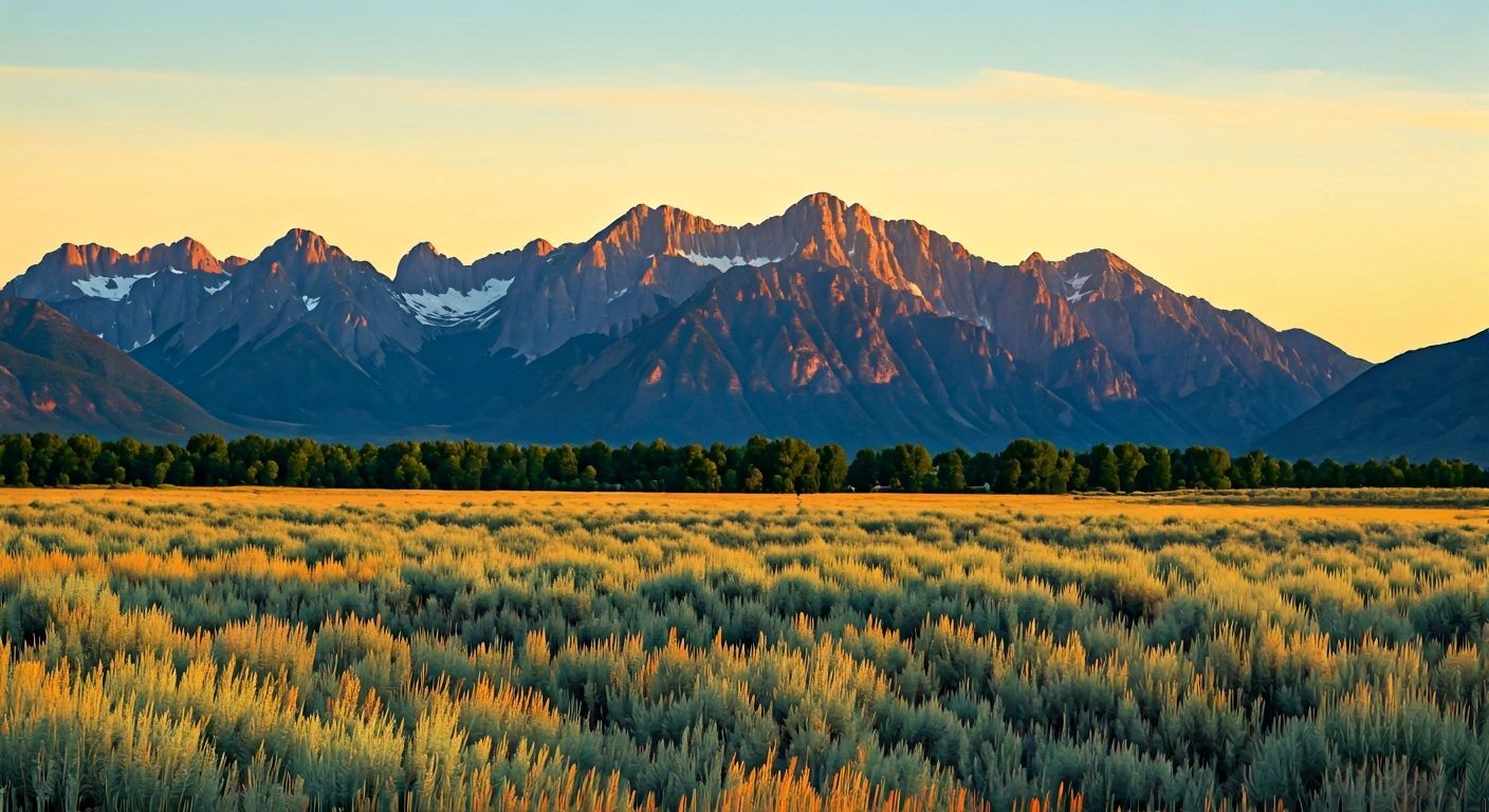 Wyoming Landscape at Golden Hour in Watercolor