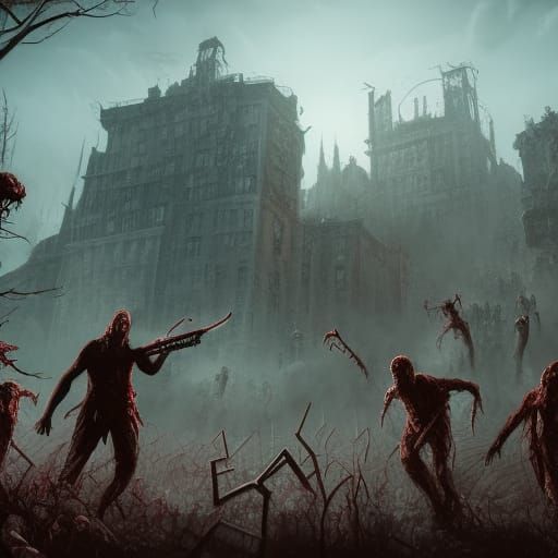 Detailed Zombie Apocalypse Matte Painting