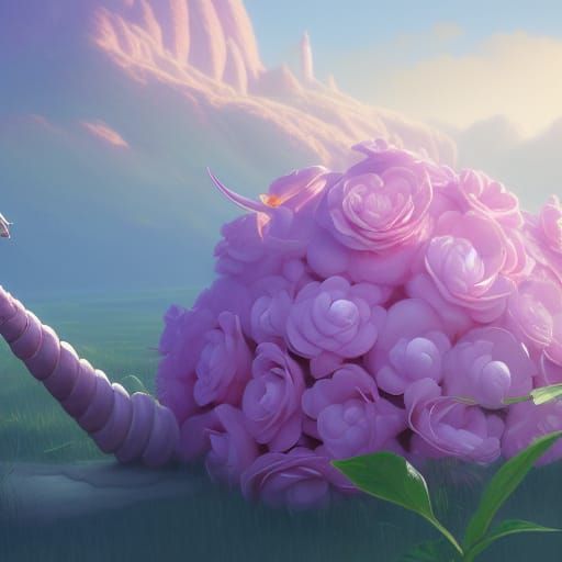 Unicorn Flower: Detailed Oil Painting, Digital Art