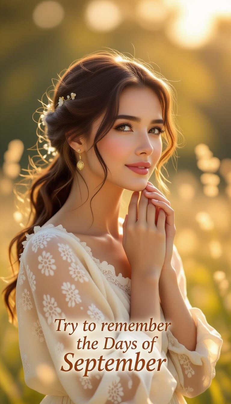 Nostalgic Woman Reminiscing September Days