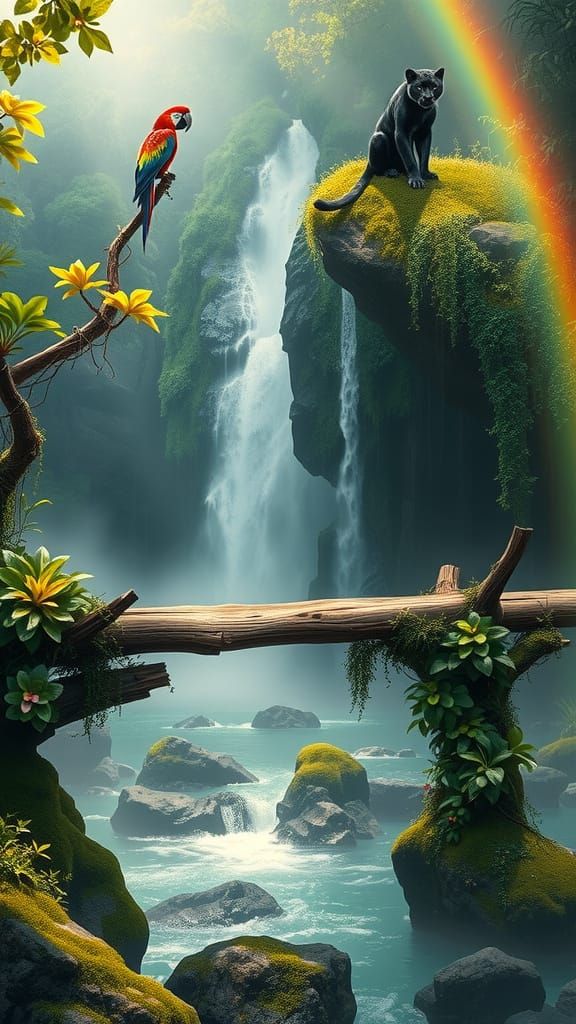 Weathered Wooden Bridge Amidst Jungle Foliage