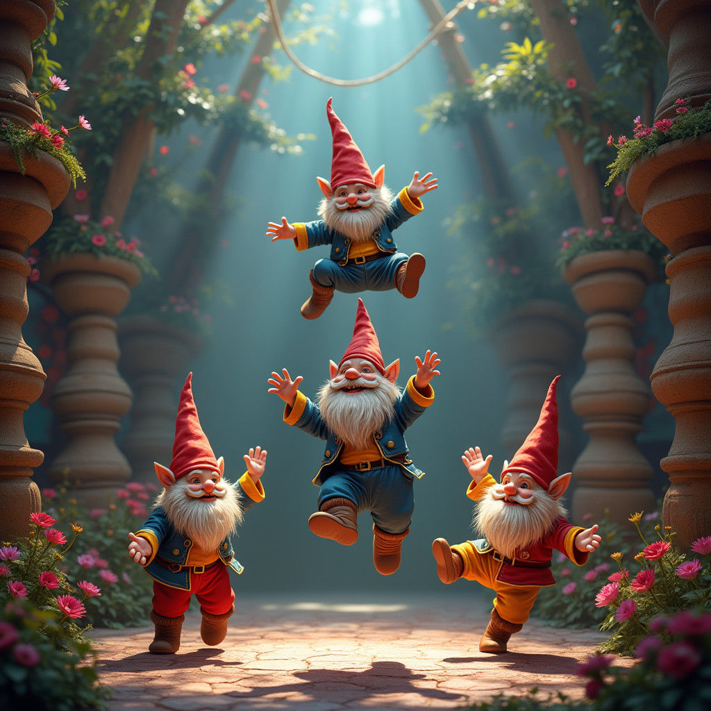 Garden Gnomes Perform Cirque du Soleil Acrobatics