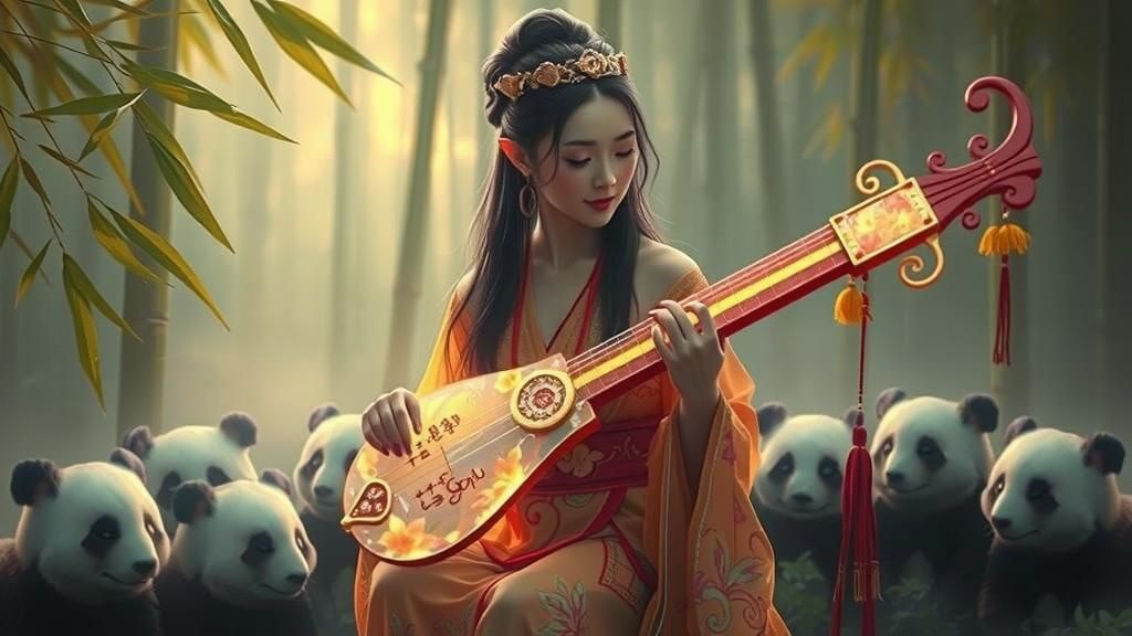 Enchanting Elf in Bamboo Forest, Hyperrealistic Concept Art