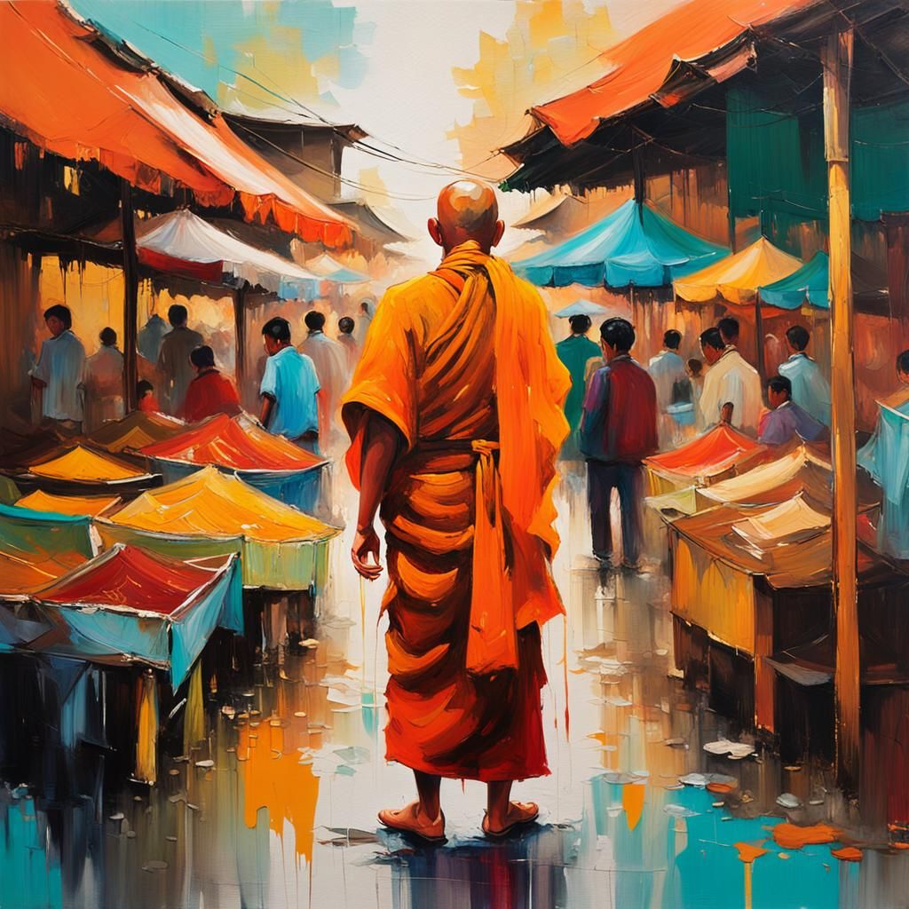 Buddhist Monk in Rizal Province: Abstract Expressionism