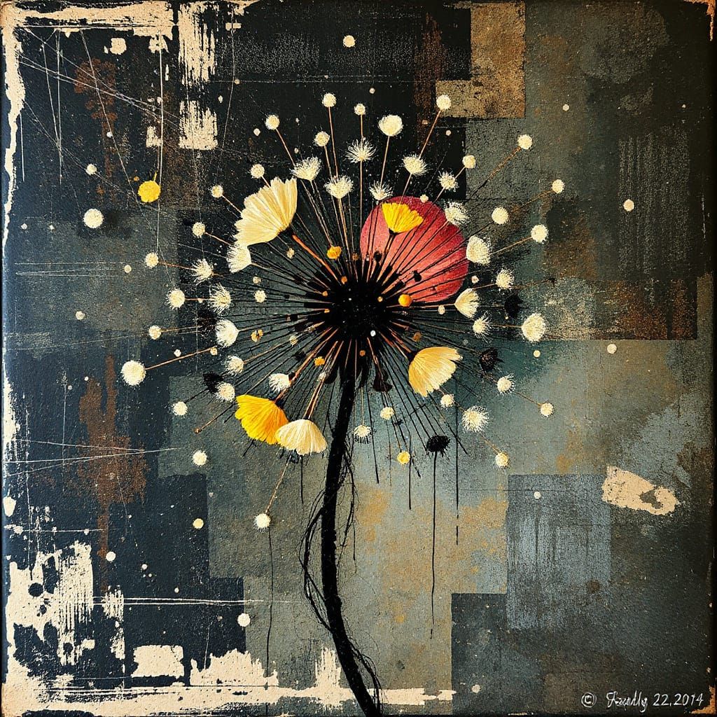 Distressed Dandelion Blooms in Kinesthetic Abstraction