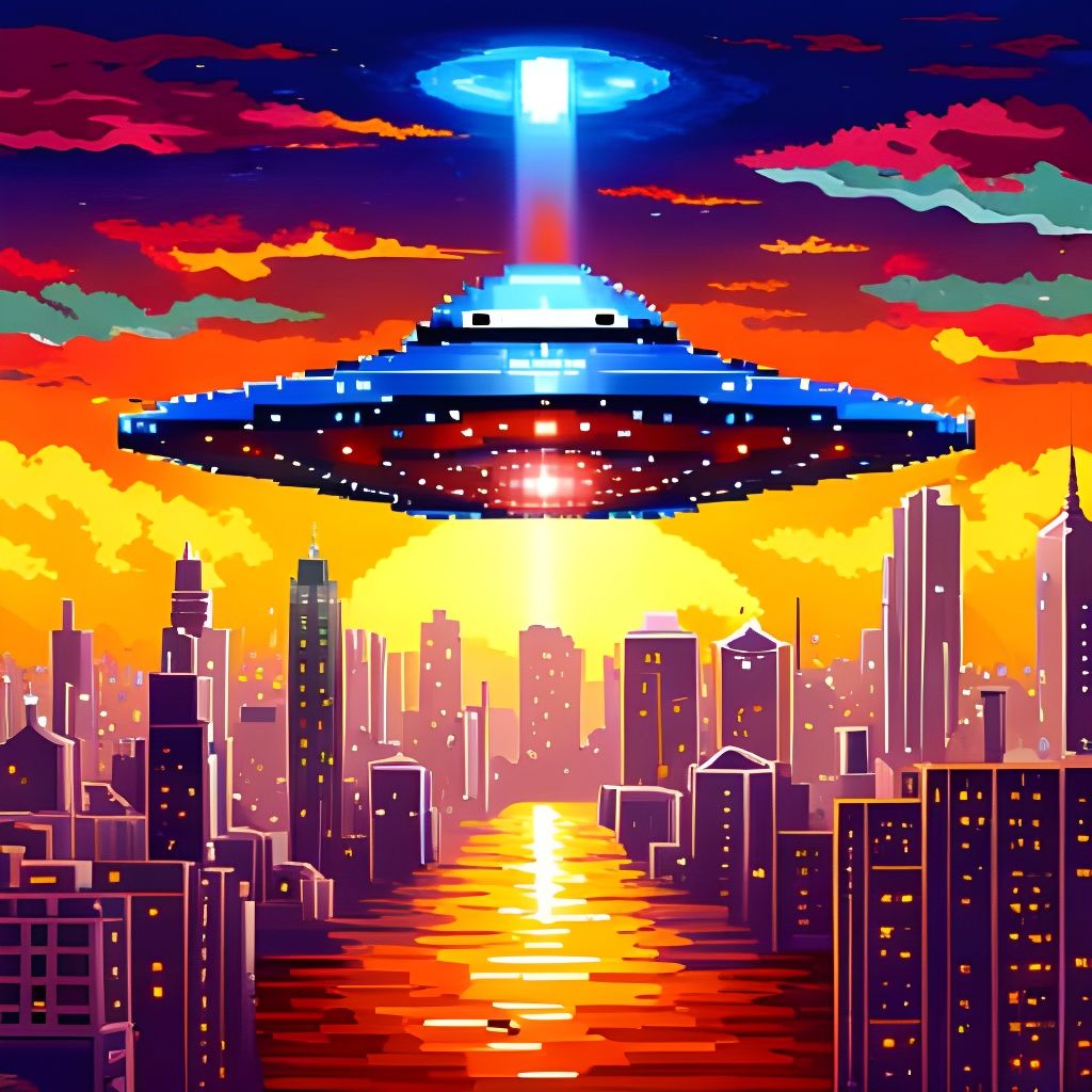 UFO Pixel Art in Doom Eternal Style