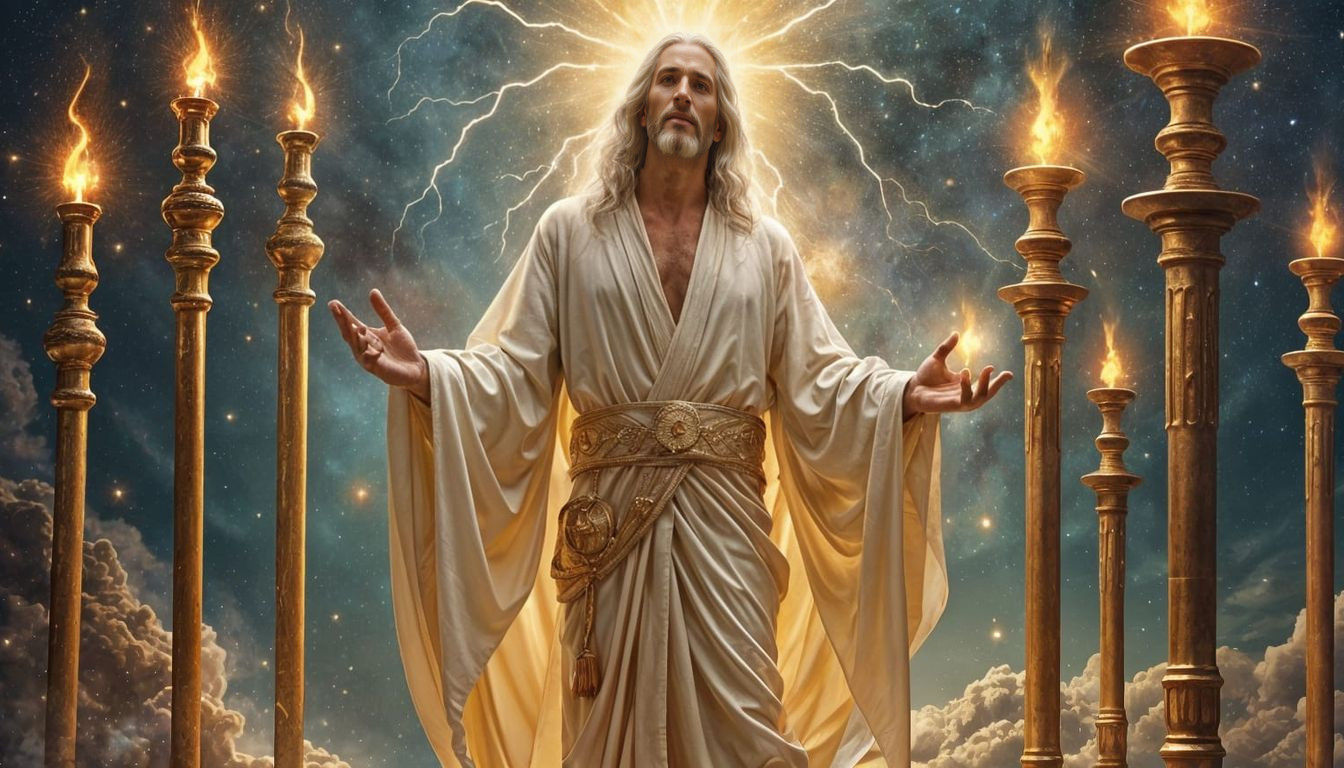 Jesus in a Cosmic Setting with Golden Candlesticks