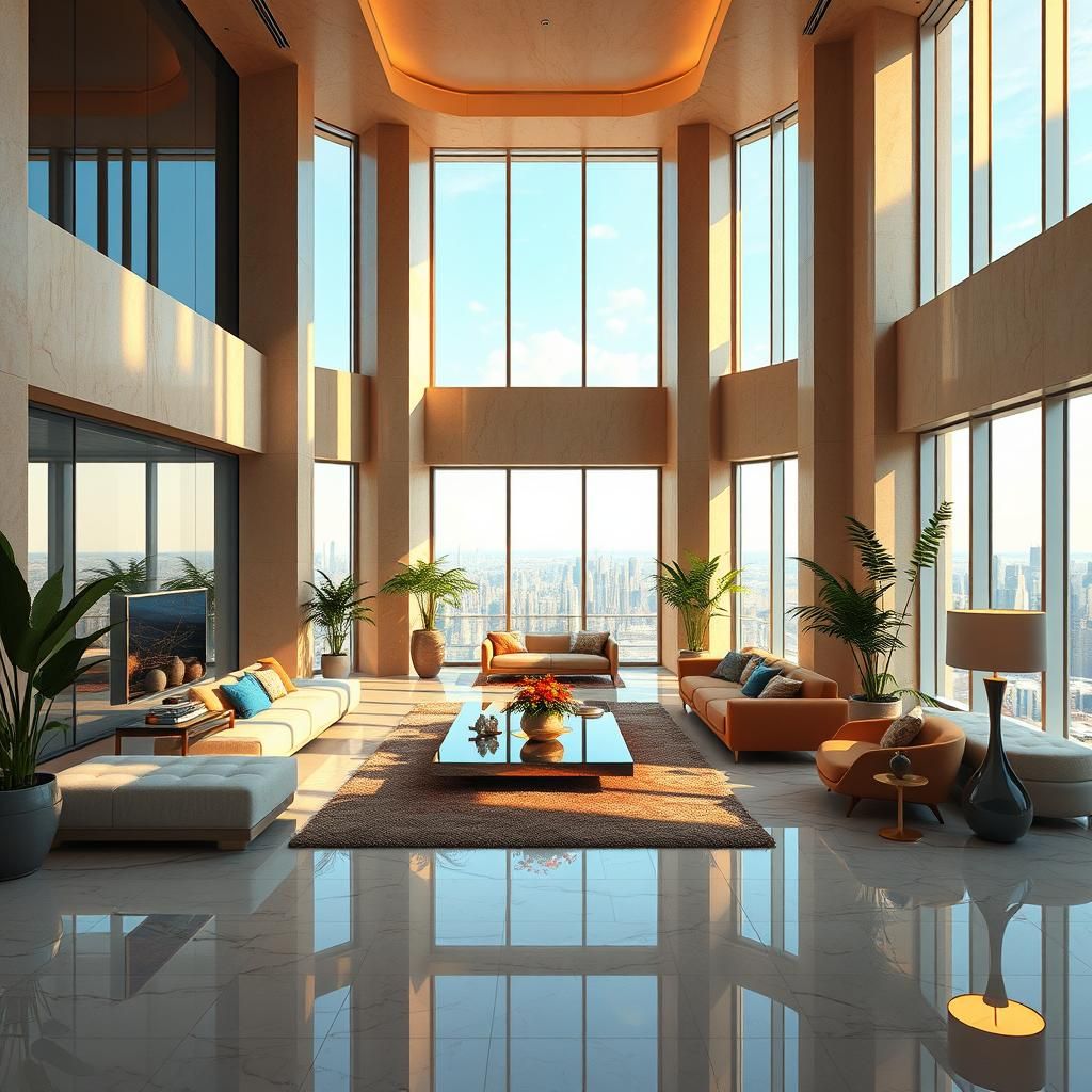 Ultra-Modern Penthouse Living Room Concept Art