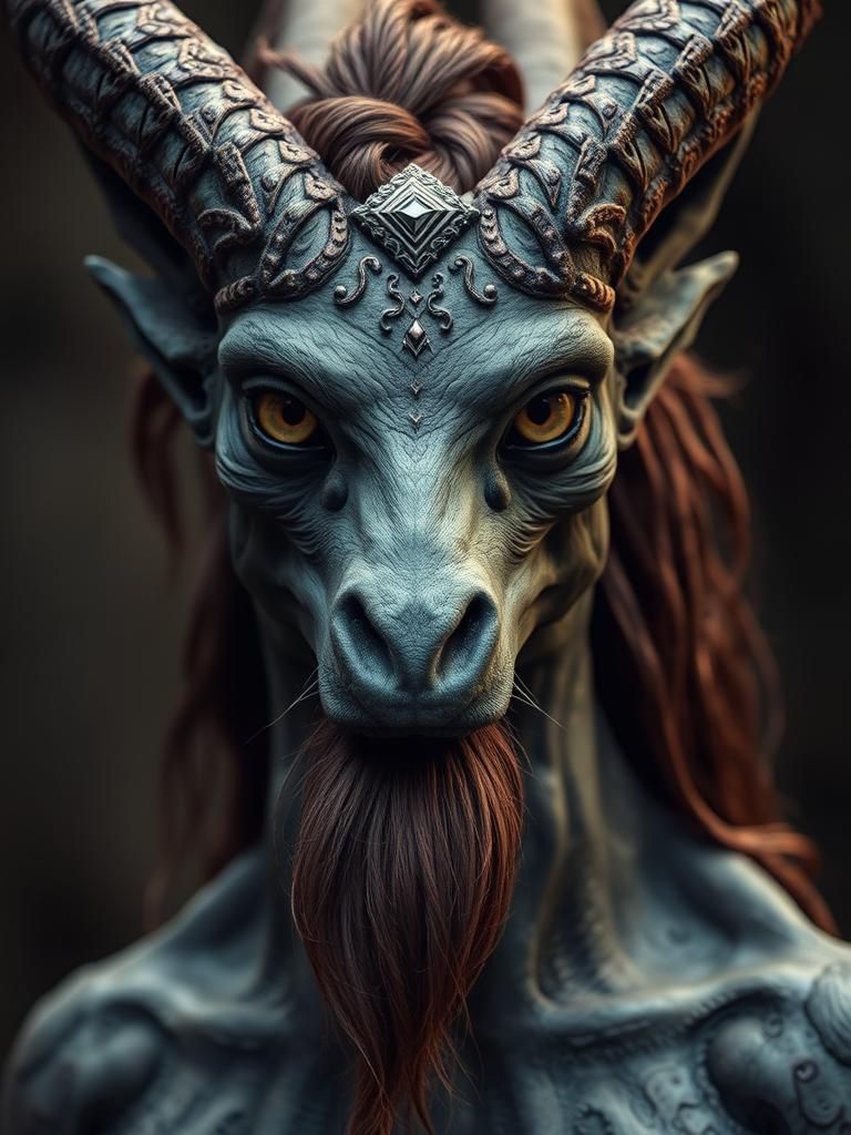 Hyperrealistic Wendigo Portrait in Mystical Style