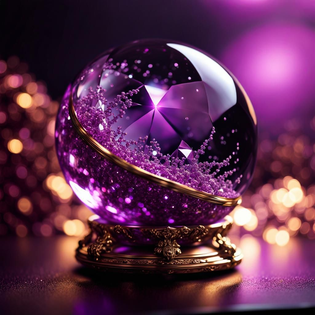 Amethyst Crystal Orb with Fractal Effects