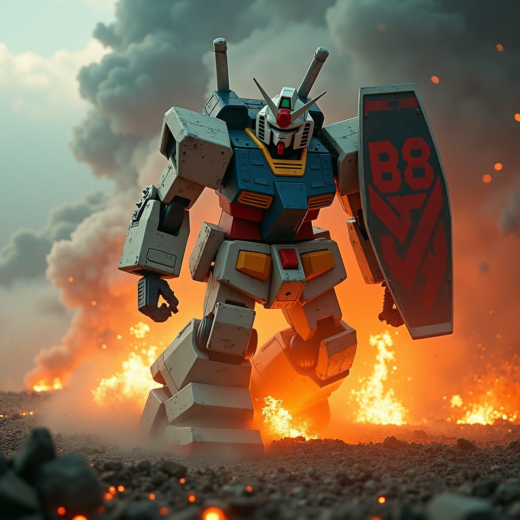 Gundam Plummets Through Atmosphere in Fiery Cinematic Scene