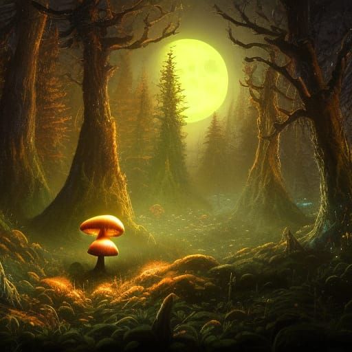 High Gothic Fairycore Mushroom Forest at Twilight