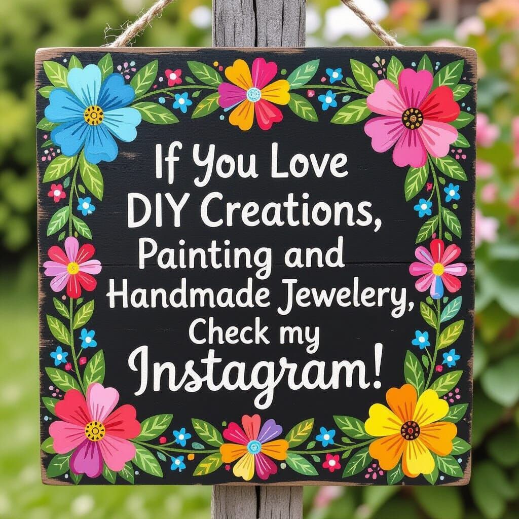 Charming DIY Sign with Flowers in Folk Art Style