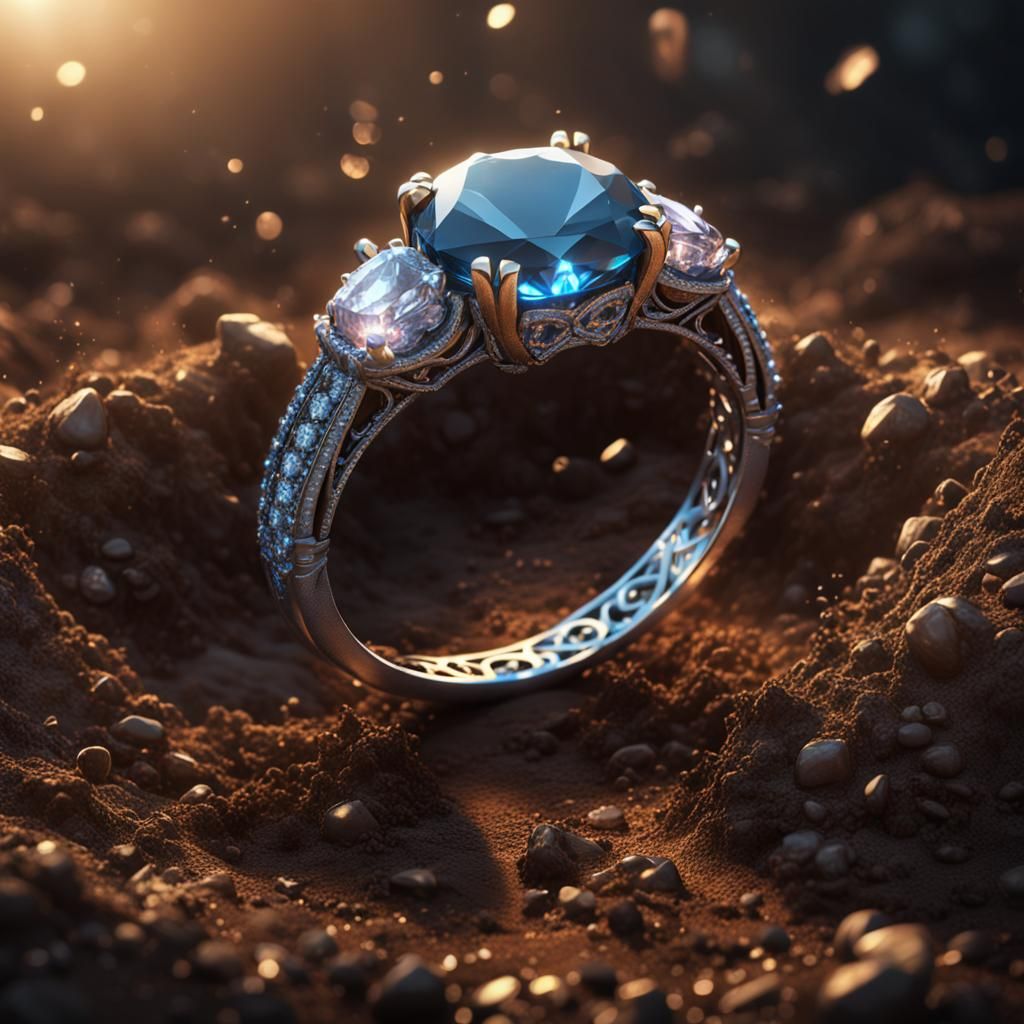 Sparkling Diamond Ring in Dirt: Fantasy Concept Art