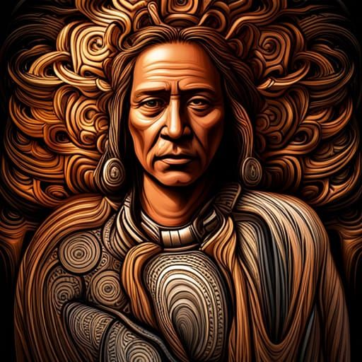 Native Man in Colorful Digital Art Style