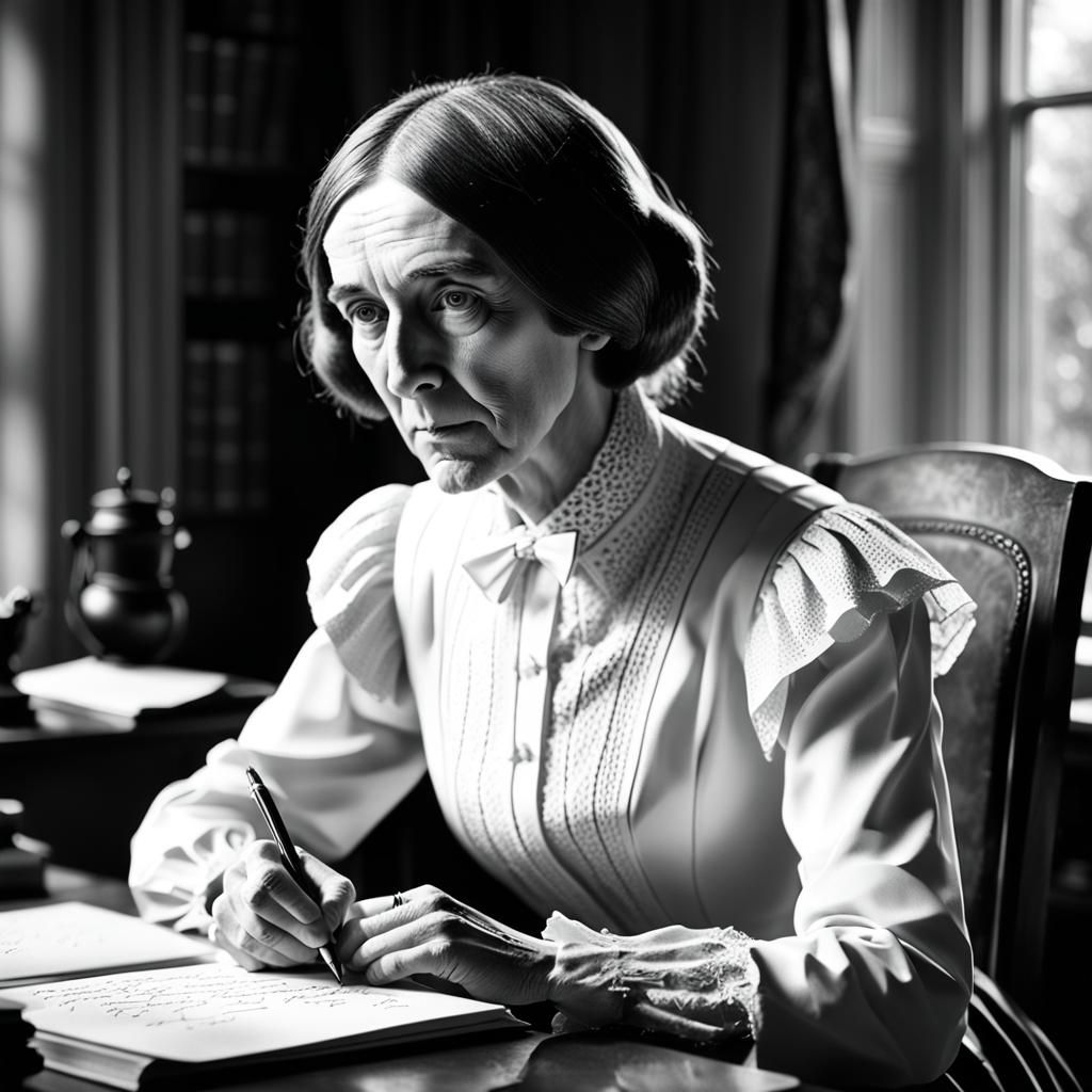 George Eliot Writing: Black and White Portrait