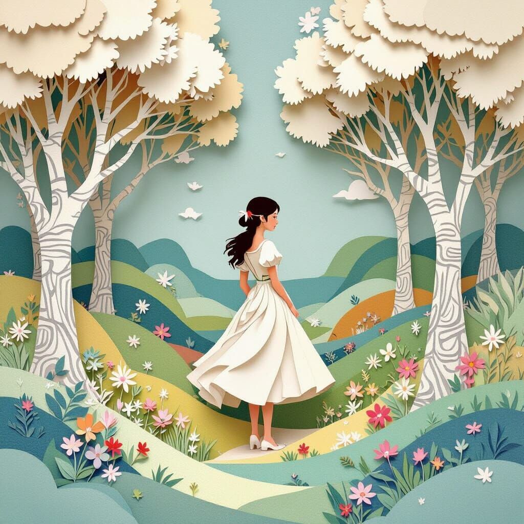 Paper World Woman in Whimsical Fantasy Art