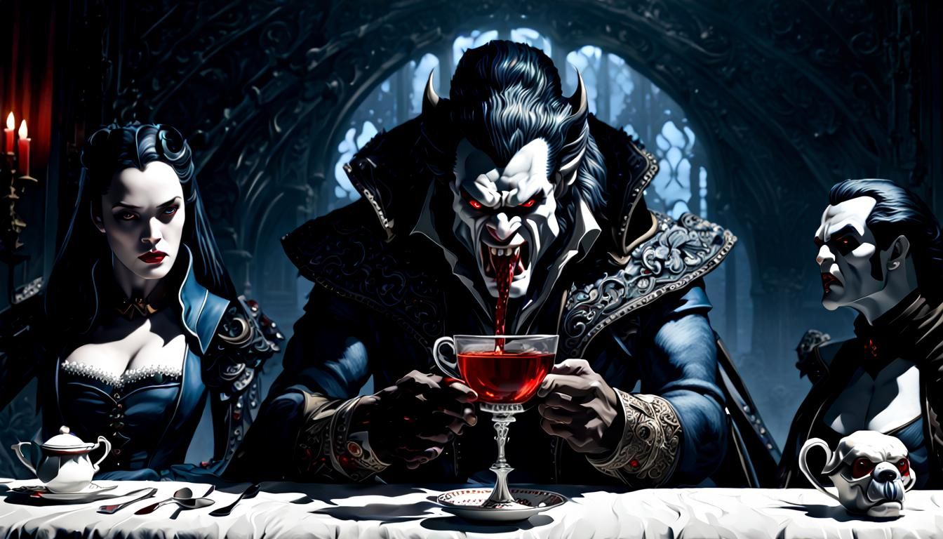 Vampire Lord's Blood Tea Ceremony in Spooky Castle