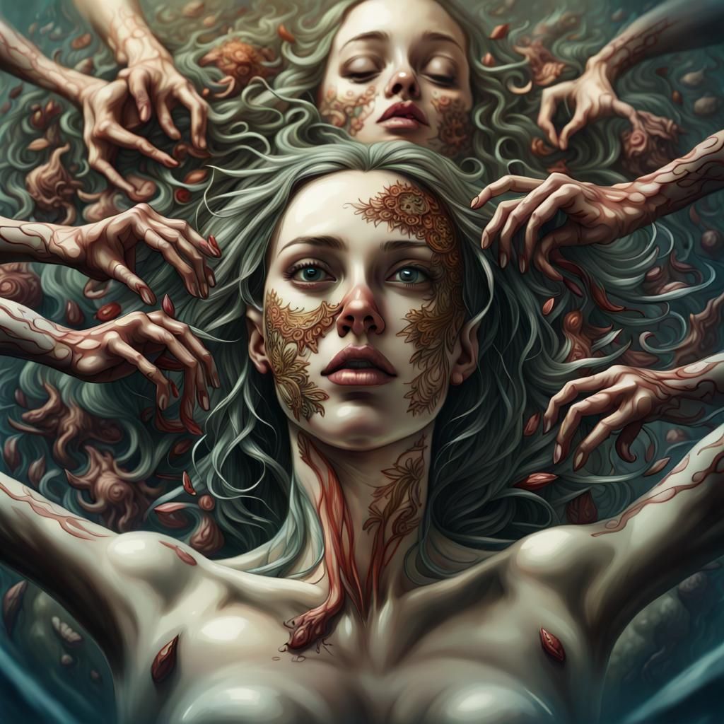 Upside Down: A Hyperdetailed Concept Art of Beautiful Girls