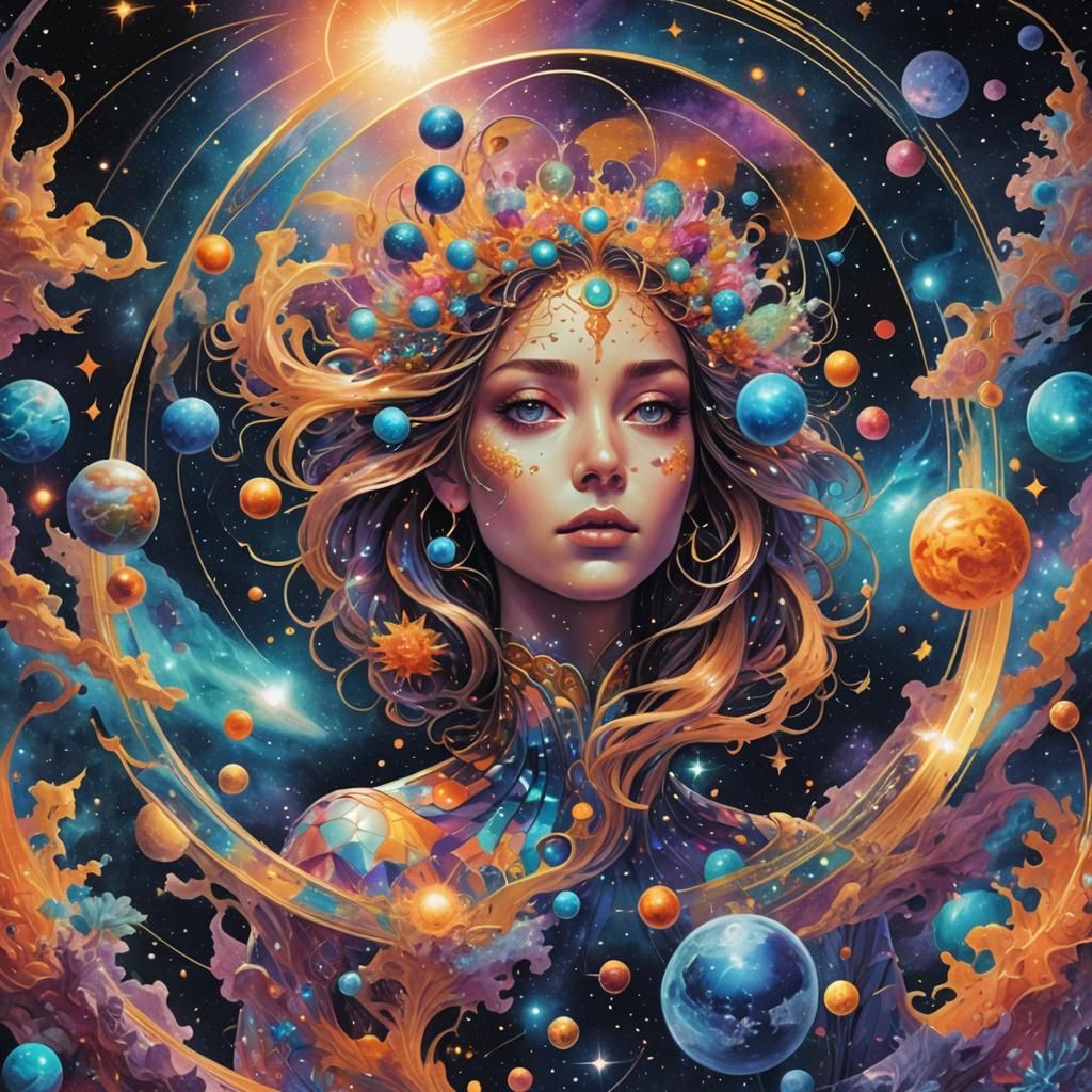 Holographic Cosmic Universe Illustration in Astral Style