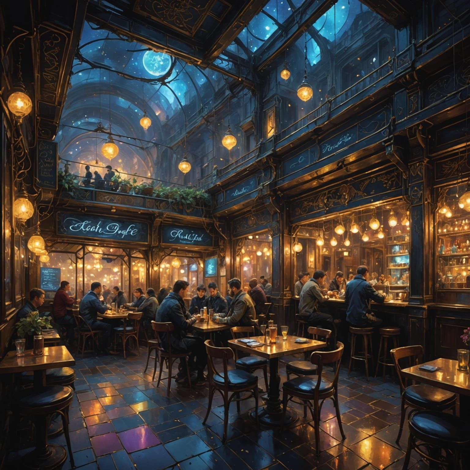 Surreal Café in Radiant, Whimsical Light