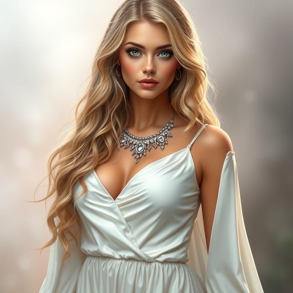 Breathtaking Bohemian Goddess in Ethereal Landscape
