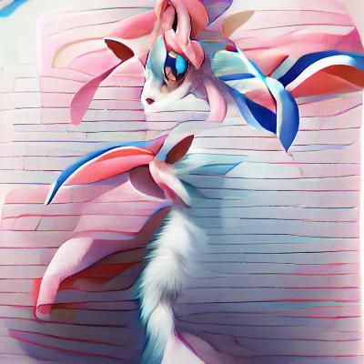 Stylized Sylveon in Horror Game Aesthetic