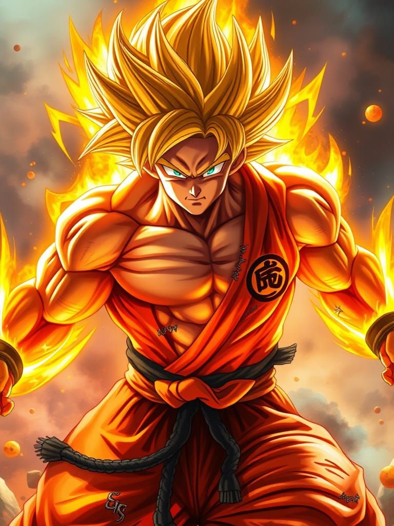 Hyper-realistic Dragon Ball Z Goku in ultimate Super Saiyan